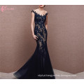 Alibaba Suzhou Cheap See Through Black Lace Applique Mermaid Evening Dresses 2017